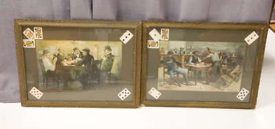 (2) Impresiones litográficas de póker enmarcadas de Jay Hambidge de 1895 Truth Co. Allen Redwood Foto 1 de 4