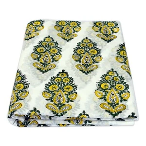 Sanganer Block Print Handmade Indian Floral Printed Cotton Fabric 5 Yard - Picture 1 of 5
