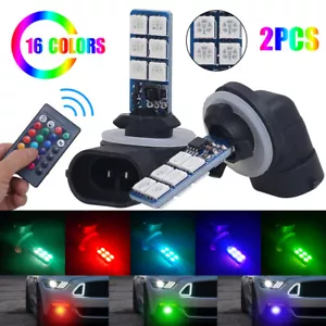 2pcs 16Colors 881 5050 RGB LED 12SMD Car Headlight Fog Light Lamp Bulb w/ Remote - Picture 1 of 12