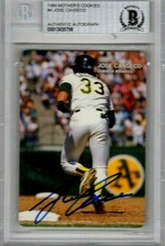 Jose Canseco 1989 Mothers Cookies Baseball card #4  autographed signed Beckett 