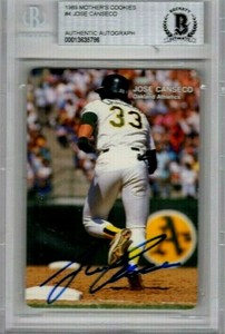 Jose Canseco 1989 Mothers Cookies Baseball card #4  autographed signed Beckett 