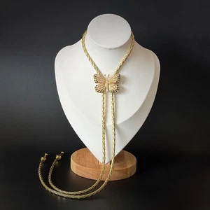 Collar de boda occidental vintage pedrería bolo lazo aleación cuerda PU - Imagen 1 de 10