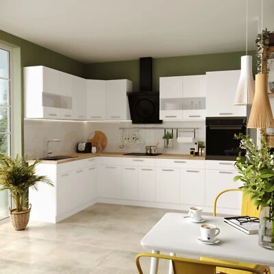 Küchenzeile Eckküche Winkel Küche Einbauküche ALINA Weiß Matt 180x300 cm - Bild 1 von 4