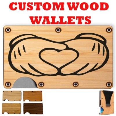 MICKEY MOUSE HANDS HEART - CUSTOM ENGRAVED WALLET - Image 1 of 4