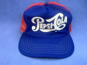 Rare Vintage Pepsi-Cola Mesh Snapback Trucker Hat Cap Red White Blue Made in USA - Picture 1 of 12