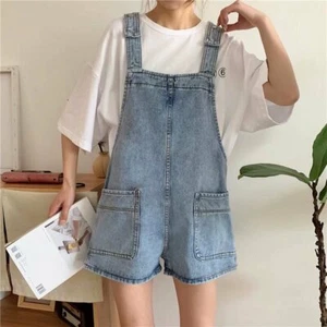 Lady Denim Suspender Shorts Casual Short Pants Jeans Overalls Jumpsuits Playsuit - Picture 1 of 8