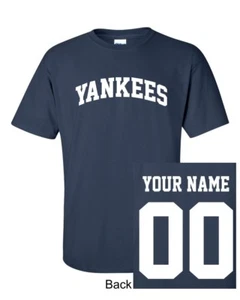 Yankees Custom Name & Nummer Navy T-Shirt Trikot Personalisiert S-5XL Neu! - Bild 1 von 1