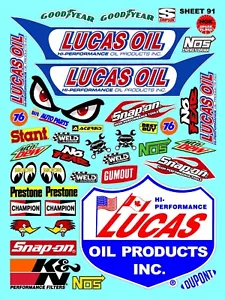 CLEAR VINYL RACING Sticker Racing SHEET 91-R/C MODEL Die-cut -Decals 1/12-1/10 - Picture 1 of 8