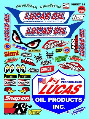 CLEAR VINYL RACING Sticker Racing SHEET 91-R/C MODEL Die-cut -Decals 1/12-1/10 - Image 1 of 4