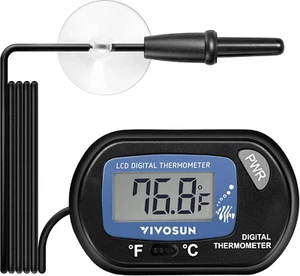 Termometro Acquario Pesci Temperatura Digitale, LCD, Ventosa-Tartaruga, Accurato - Foto 1 di 14