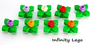 8 LEGO Planta Verde Brillante Hojas Angulares Tallo con Coloridas Flores de Jardín 4727 - Imagen 1 de 1