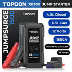 Car Jump Starter TOPDON 1500 Amp Jumper Box Power Bank Battery Booster Charger