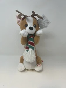 Merry Moments Animated Dog Sings Let’s Twist Again Holiday Antlers Scarf Works - Picture 1 of 8