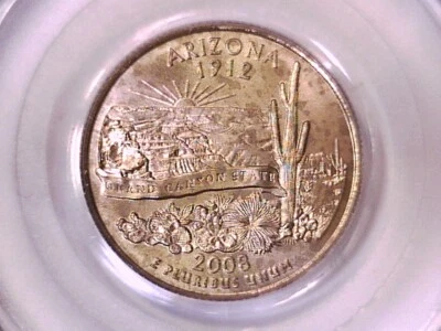Arizona 2008 P Washington State Quarter PCGS MS 68 Satin Finish 13514668 - Image 1 of 3