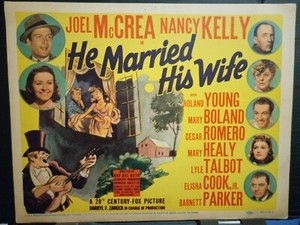Title Card 1939 HE MARRIED HIS WIFE Joel McCrea Nancy Kelly Cesar Romero