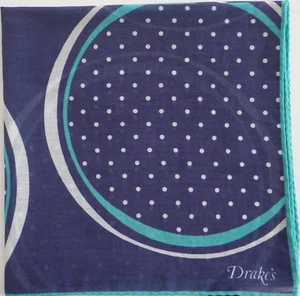NWOT Authentic DRAKE'S London 100% Cotton Pocket Square Pochette Handkerchief - Picture 1 of 3