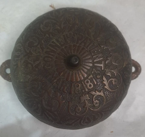 Antique CONNELL'S PATENT 1873 Door Bell Architectural Salvage Floral Victorian Cover