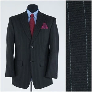 Mens Striped Black Blazer 40R UK Size HAGGAR Sport Coat Jacket - Picture 1 of 14