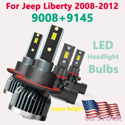 9008+9145 para Jeep Liberty 2008-2012 faros LED + luz antiniebla combo 4 bombillas kit Foto 1 de 4
