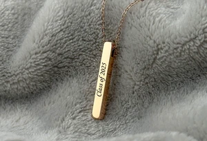 Class of 2025 Graduation Necklace, Personalized 3D Bar Pendant, Custom Gift - Picture 1 of 19