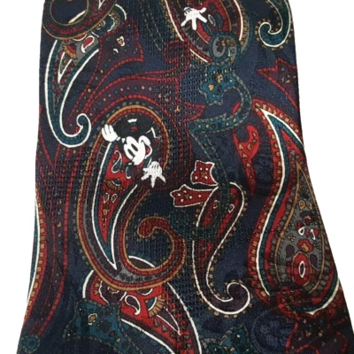 Corbata vintage de Mickey Mouse de cachemira The Disney Store azul marino rojo verde Foto 1 de 3