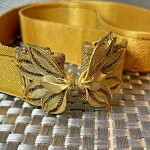 Cinturón Vintage Damas Tono Dorado - Elegante Diseño Flor - Longitud Ajustable Retro - Imagen 1 de 21