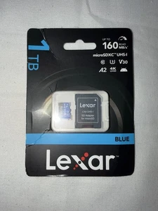 Lexar 1TB microSDXC UHS-I Blue Memory Card w/ Adapter 160MB/s A2 V30 4K NEW - Picture 1 of 4