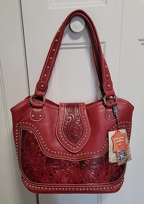 Cartera de Transporte Montana West de Cuero Rojo Oculta con Cuero Hecho por el Hombre Western Foto 1 de 4