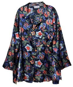 Vestido Woman Within con botones floral oscuro cómodo sensación satinada para mujer talla 3X - Imagen 1 de 10