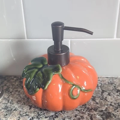 Dispensador de sabonete de abóbora laranja cerâmica banheiro Halloween decoração outono Ação de Graças - Imagem 1 de 4