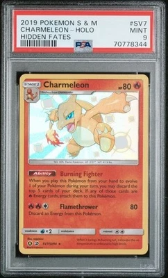 2019 POKEMON SUN & MOON HIDDEN FATES #SV7 CHARMELEON-HOLO PSA 9 - Image 1 of 2