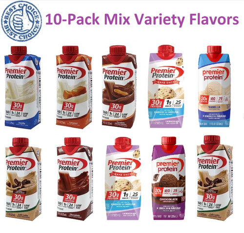 Premier Protein Shake Sampler Variety Mixed Assorted Flavors (10-Pack ...