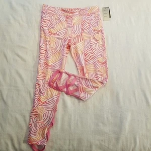 Ideology girls size XL 16 pink zebra stripe leggings CRISS CROSS STRAP DESIGN - Picture 1 of 9