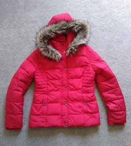 Abercrombie & Fitch Jacke Damen Medium rot Puffer Kunstfell gefüttert Kapuze - Bild 1 von 15