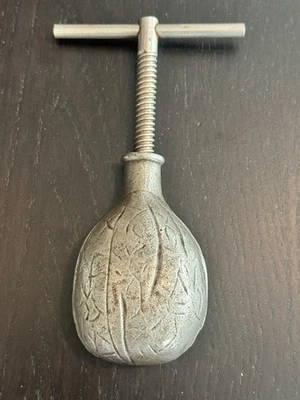 Cast Iron Table Nut Cracker 1930’s Vintage Screw Type Walnut Shaped 6 1/4" Tall - Image 1 of 4