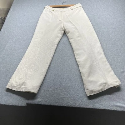 Ann Taylor 女式打褶阔腿裤亚麻斜纹曲线版白色 8 码 — 第 1/4 张图片