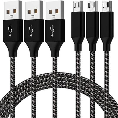 3x 3Ft/6Ft/10Ft Micro USB Fast Charger Cable Braided Cord For Samsung Android - Image 1 of 4