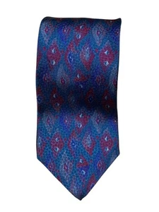 Vintage Karl Lagerfeld Men’s 100% Silk Neck Tie Purple Blue Diamond Design - Picture 1 of 7