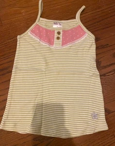 Matilda Jane Tank Top Green And White Stripes With Pink Cotton Girls Sz 8 - Picture 1 of 7