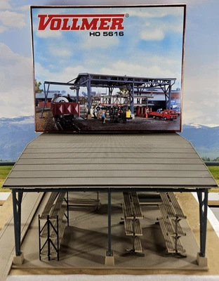 Vollmer HO Scale Semi-Built Model Kit - Covered Roof Steel Depot  #5616 - Image 1 of 4