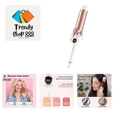 Rizador grande barril de 2 pulgadas, varita rizadora de barril largo para cabello, cerámica... Foto 1 de 4