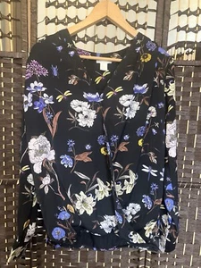 H&M Mama Maternity Floral Top Size M Black - Picture 1 of 15