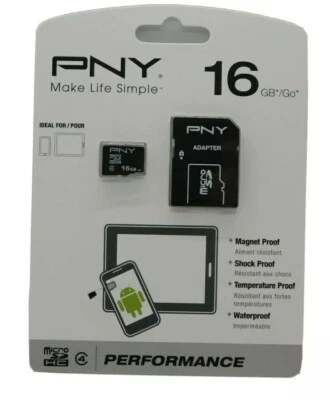 PNY 16GB MICRO SD HC PERFORMANCE CARD ~NEW IN PACKAGE~ - Image 1 of 4