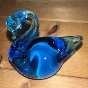 Fermacarte Ozark Studios vetro artistico soffiato a mano uccellino blu etichetta originale - Foto 1 di 7