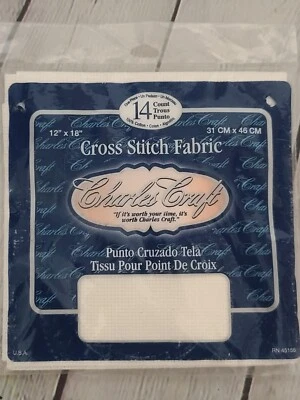 Charles Craft® 14ct WASTE CANVAS Cross Stitch ~  WHITE ~ 12" x 18"  - Image 1 of 3