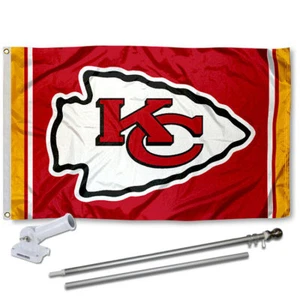 Kansas City Chiefs Flag Pole and Bracket Kit - Picture 1 of 8