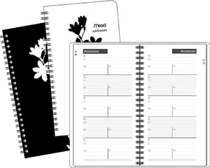 Mead Pocket Floral Address Book. 3 1/2" x 6 1/4" Colors Vary Black or White 1 PK - Picture 1 of 1