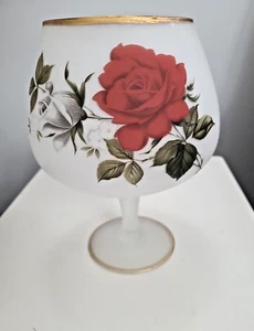 Vintage Italian Stemmed Norleans White Satin Brandy Balloon Goblet Roses 1000 ml - Picture 1 of 10