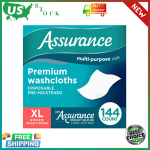 Assurance Premium Disposable Washcloths, Generously Sized, White, XL - 144 Count