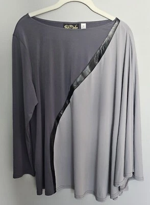 复古 Bob Mackie 可穿戴艺术单臂披肩上衣 M 码灰色人造皮革 — 第 1/4 张图片